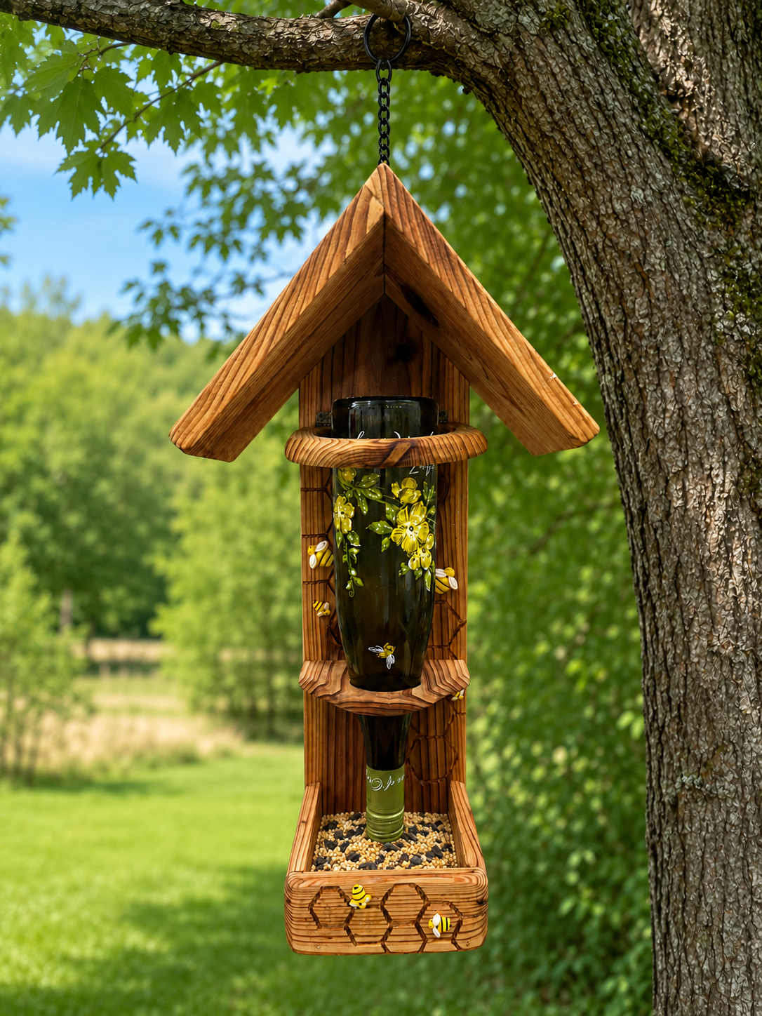 HoneyBee Wine Bottle Bird Feeder - Image 4