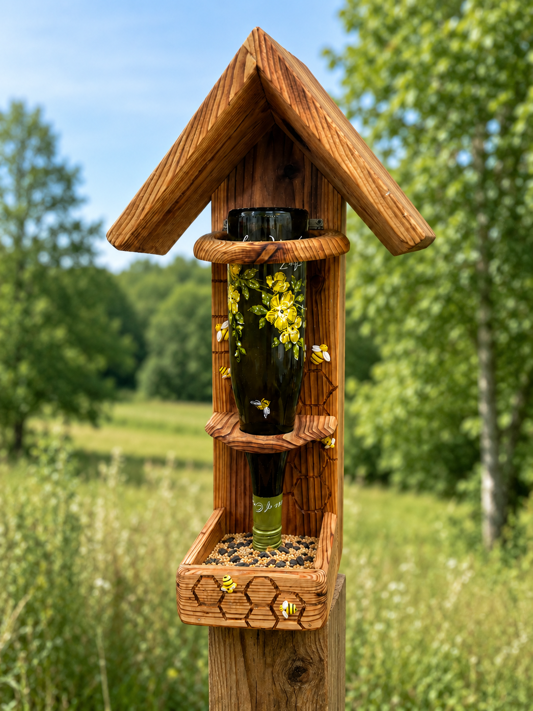 HoneyBee Wine Bottle Bird Feeder - Image 3