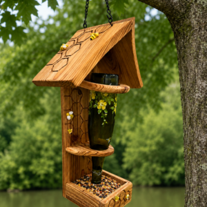 HoneyBee Wine Bottle Bird Feeder